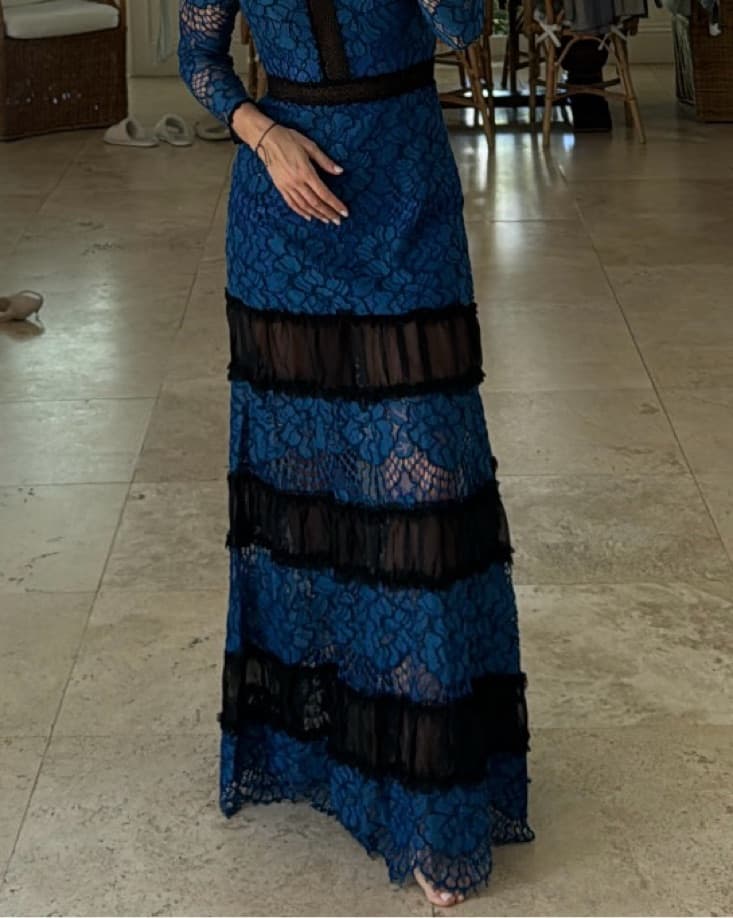 Alexis Blue Lace Maxi Dress - Image 3