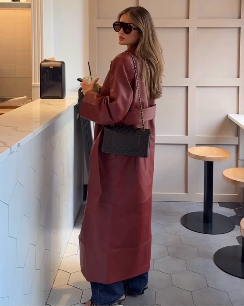 SRG Reggie Leather Coat In Scarlet - Image 1