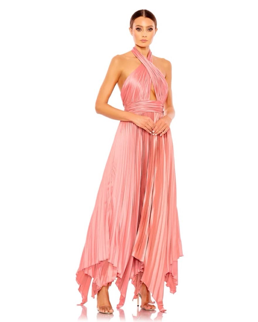 Mac Duggal Pleated Halter Gown - Image 1