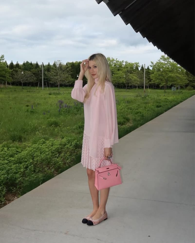 Miu Miu Sequin-embellished Georgette Dress in Pink - Image 3