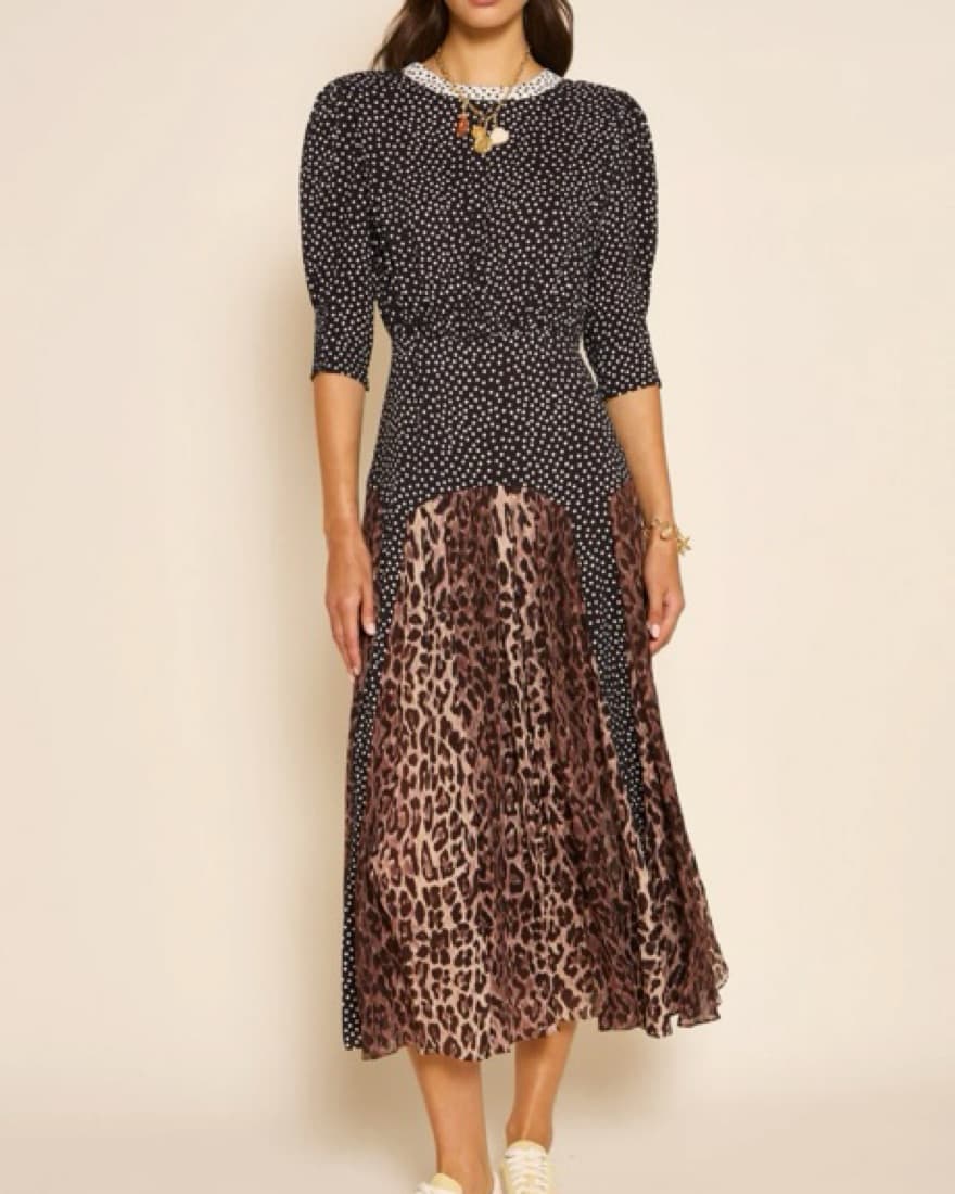Rixo Meg Leopard Midi Dress - Image 1