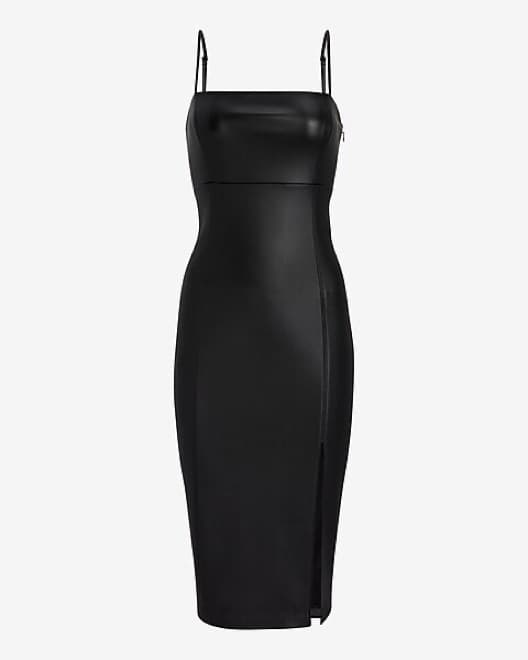 Black Leather Midi Dress - Express - Image 4