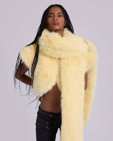 Yellow jaded London Fur Vest And Scarf - Image 4