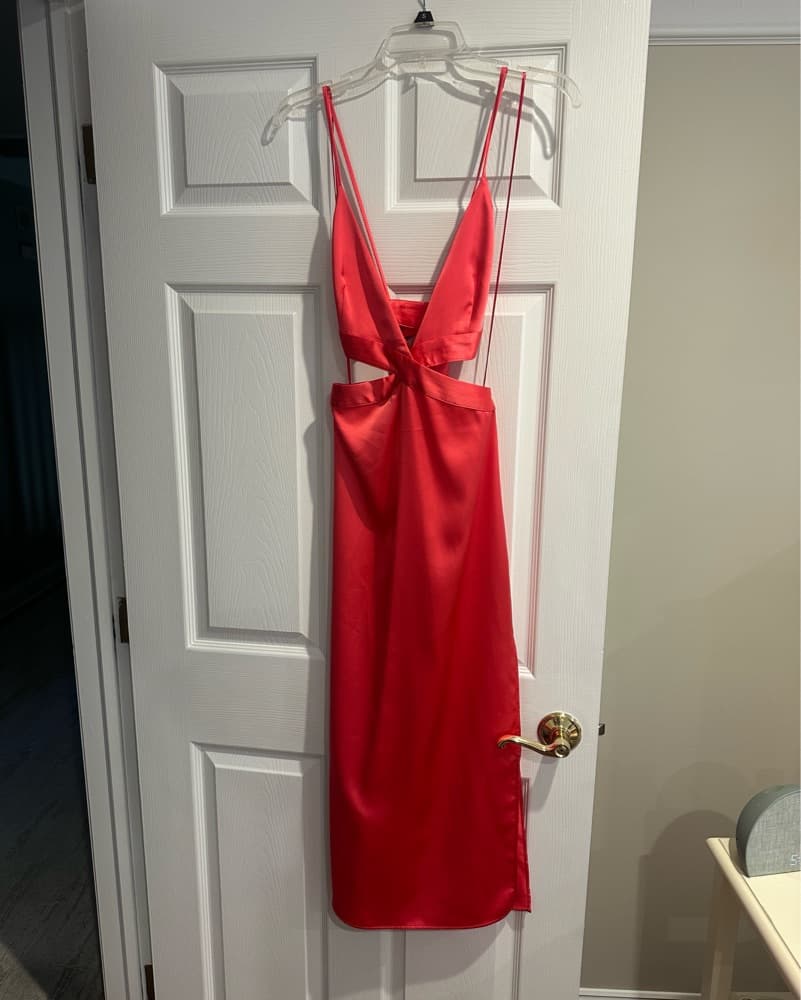 Red/Pink Zara Dress With Cut Outs - Image 3