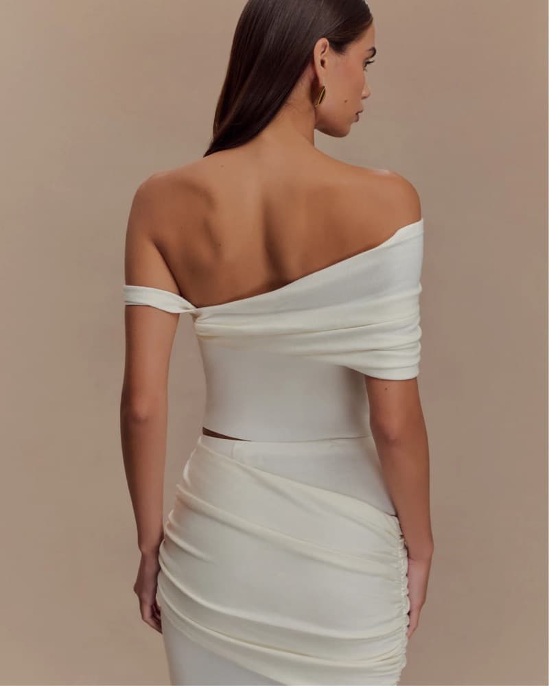 Sleek Off-Shoulder Knit Matching Set - Image 3