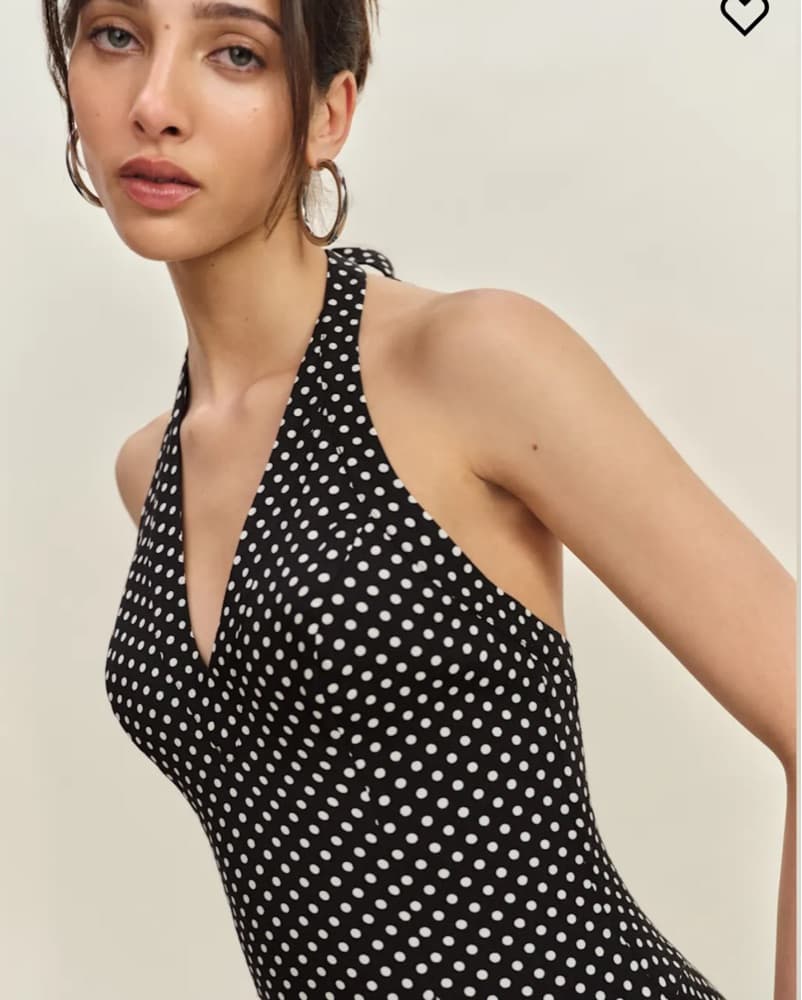 Reformation Polka Dot Halter Midi Dress - Image 3