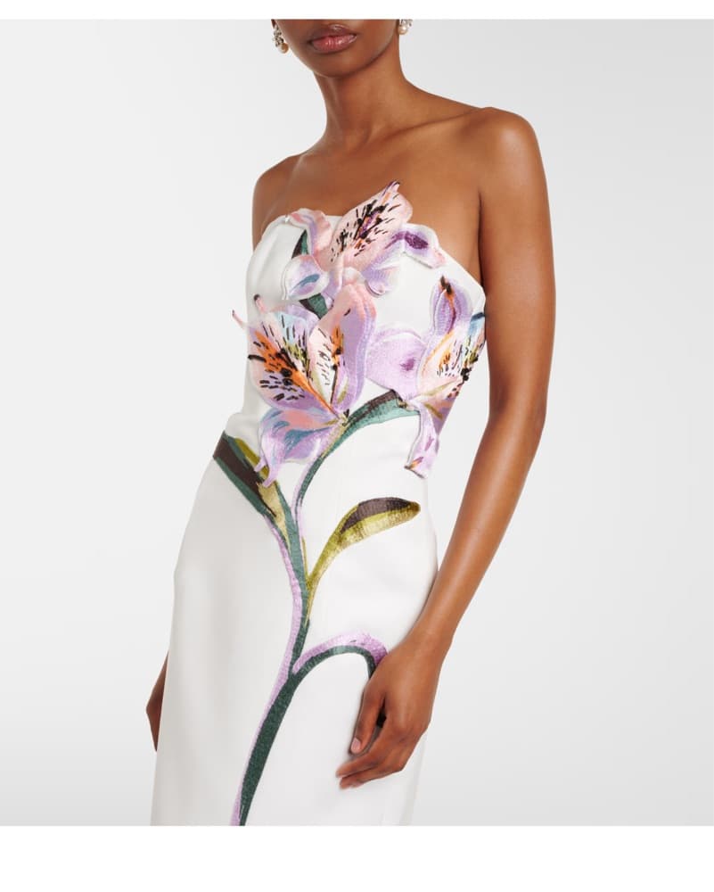 LEO LIN Rayna floral-appliqué Midi Dress - Image 4