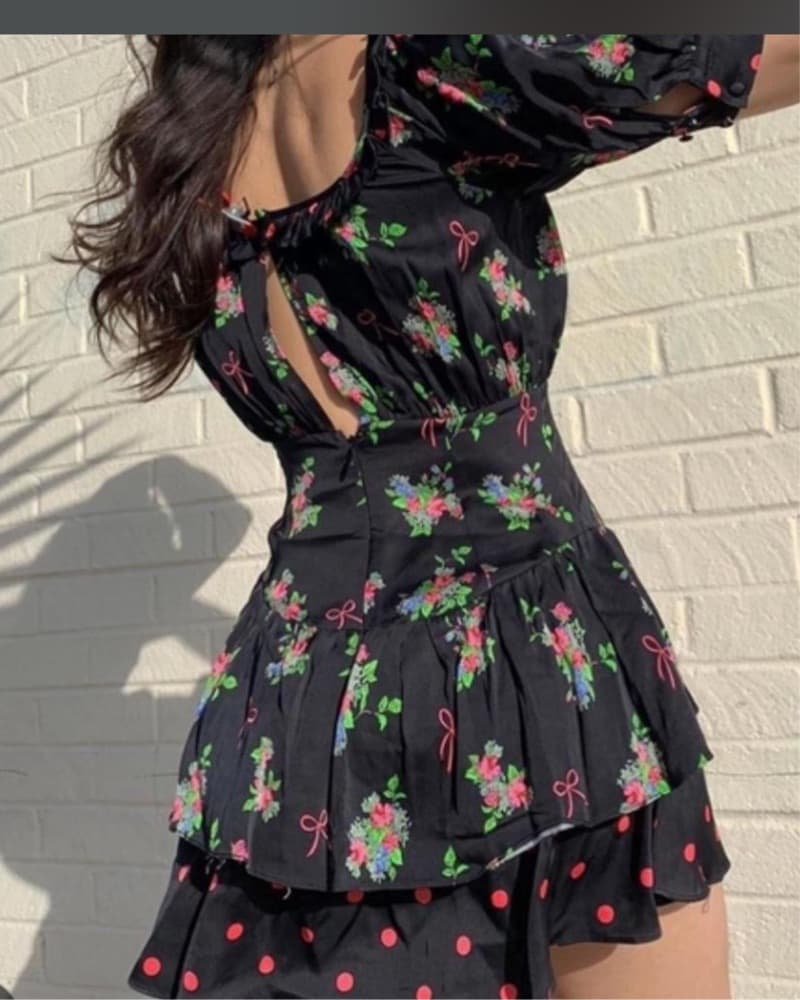 For Love And Lemons Floral Black Dress - Image 2