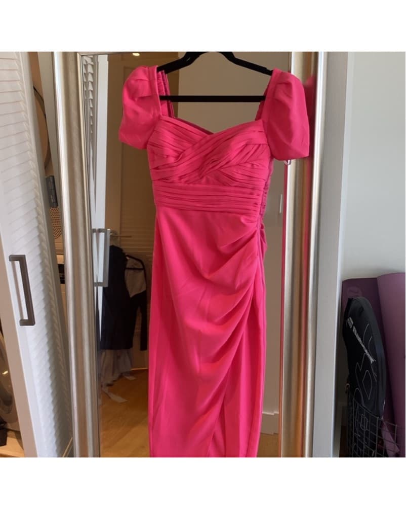 Hot Pink Self Portrait Midi Dress - Image 3