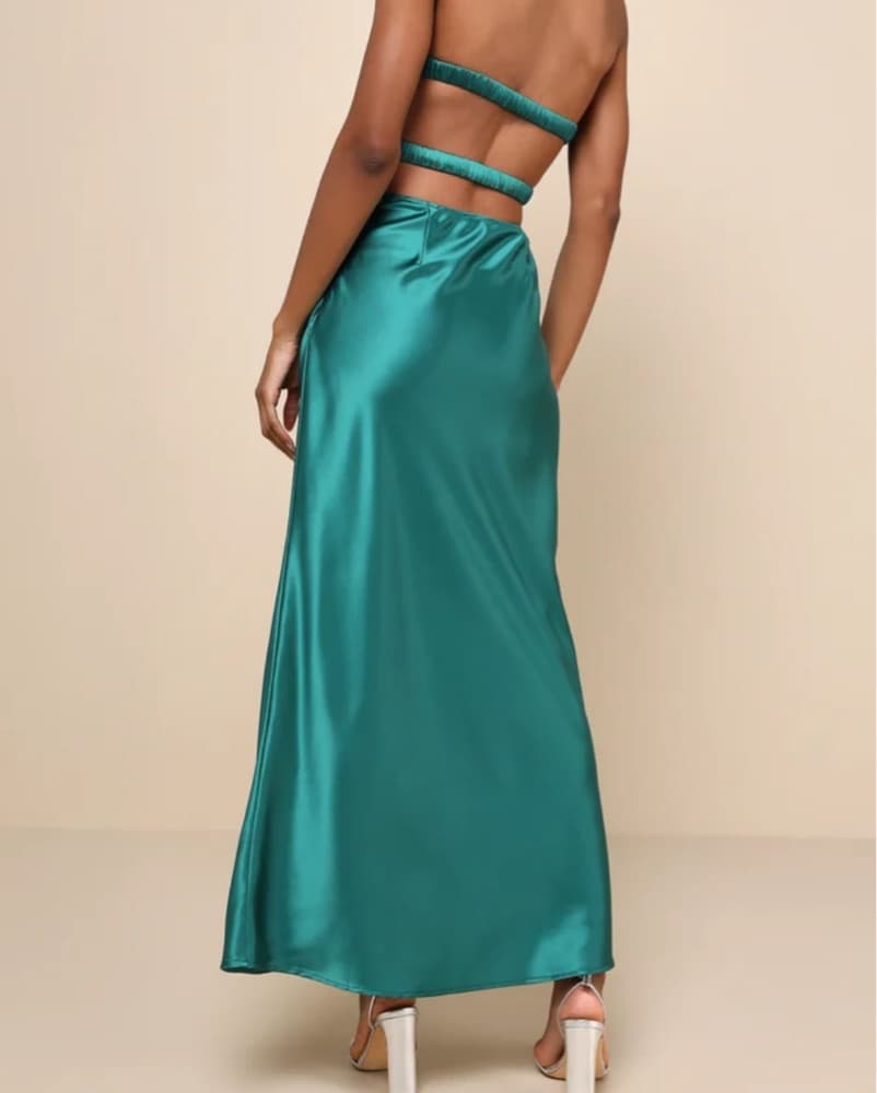 So Rare Emerald Green Satin Strapless - Image 2