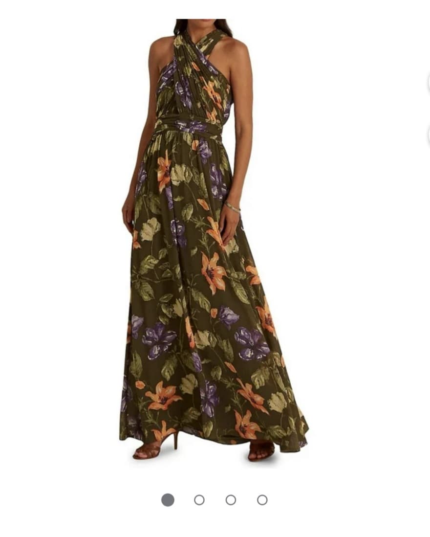  Ralph Lauren green floral halter gown - Image 1