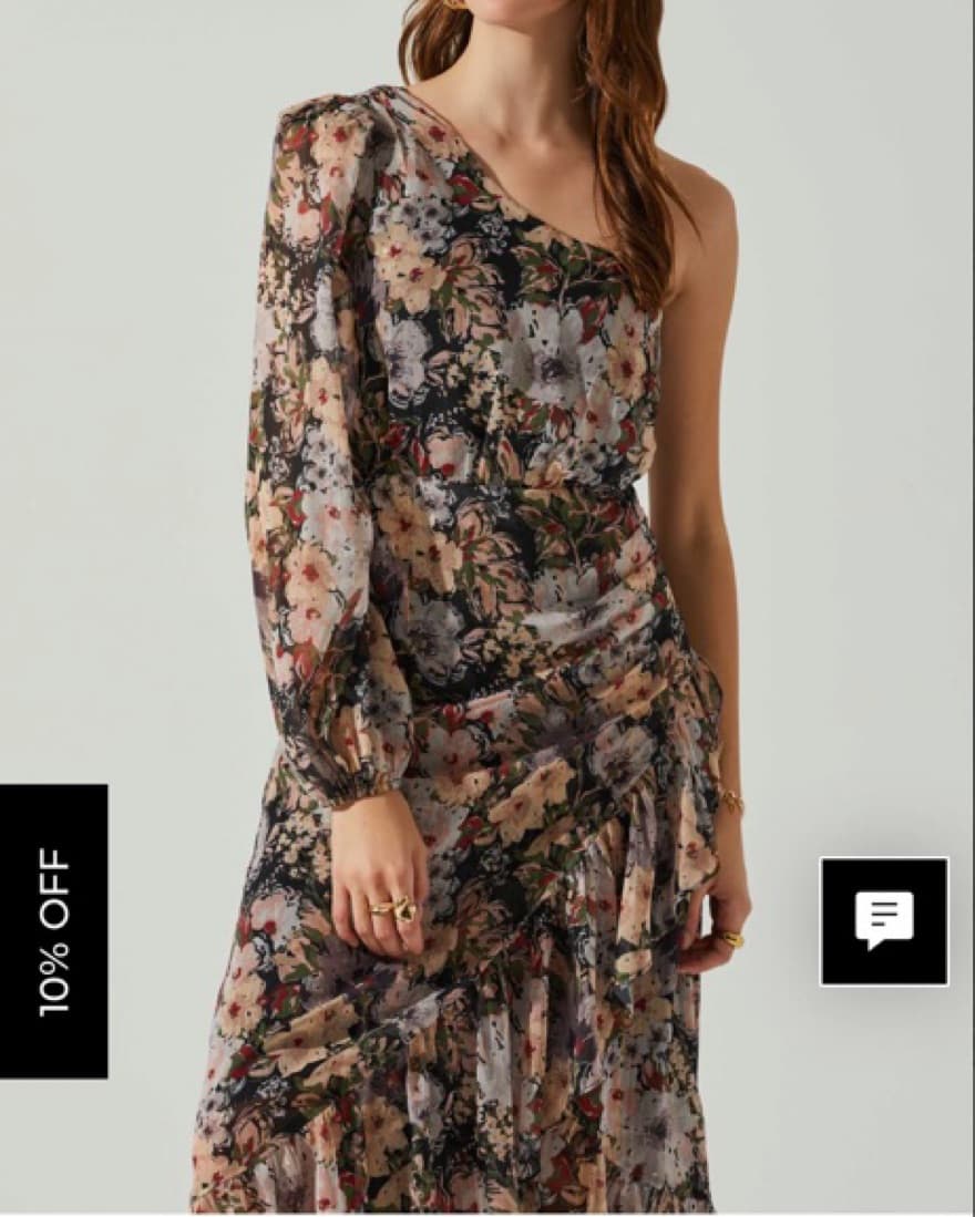 ASTR Floral One Shoulder Midi Dress - Image 2