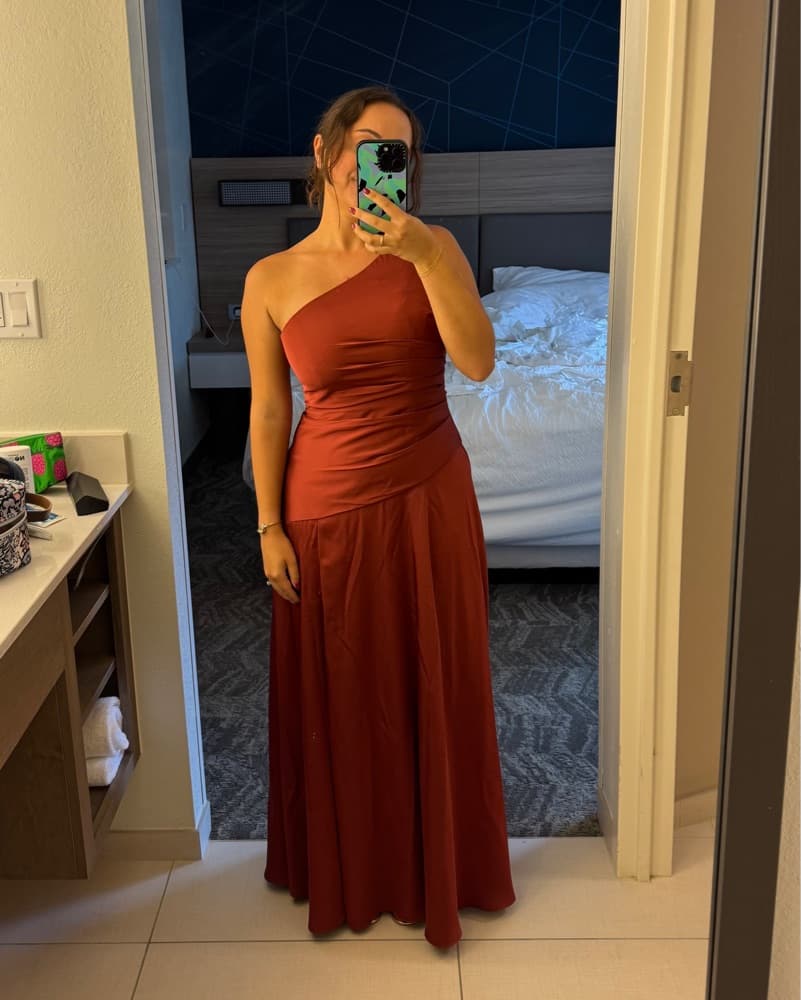 Cinnamon One Shoulder Drop Waist Dress - Image 1