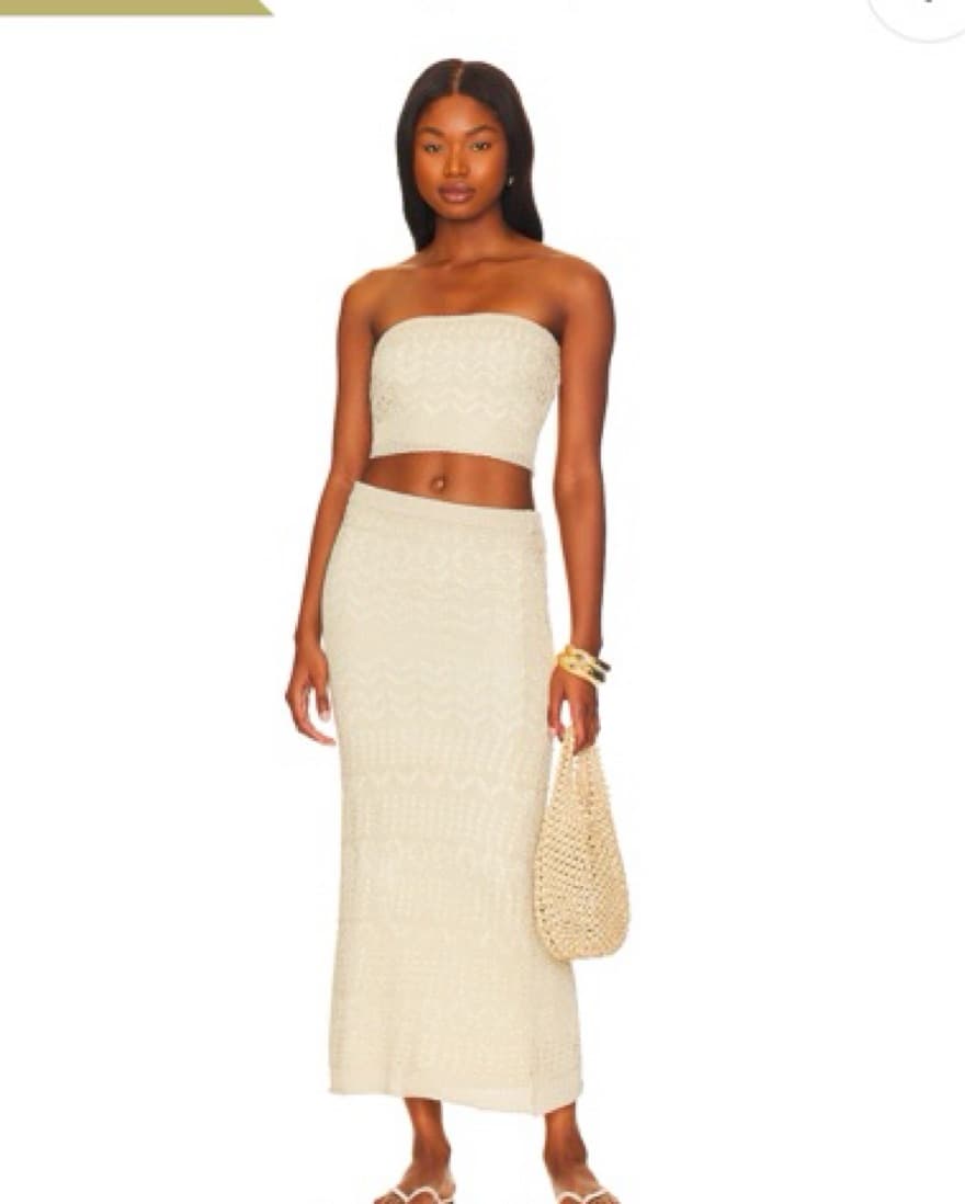 x REVOLVE Strapless Crochet Set in Beige - Image 1