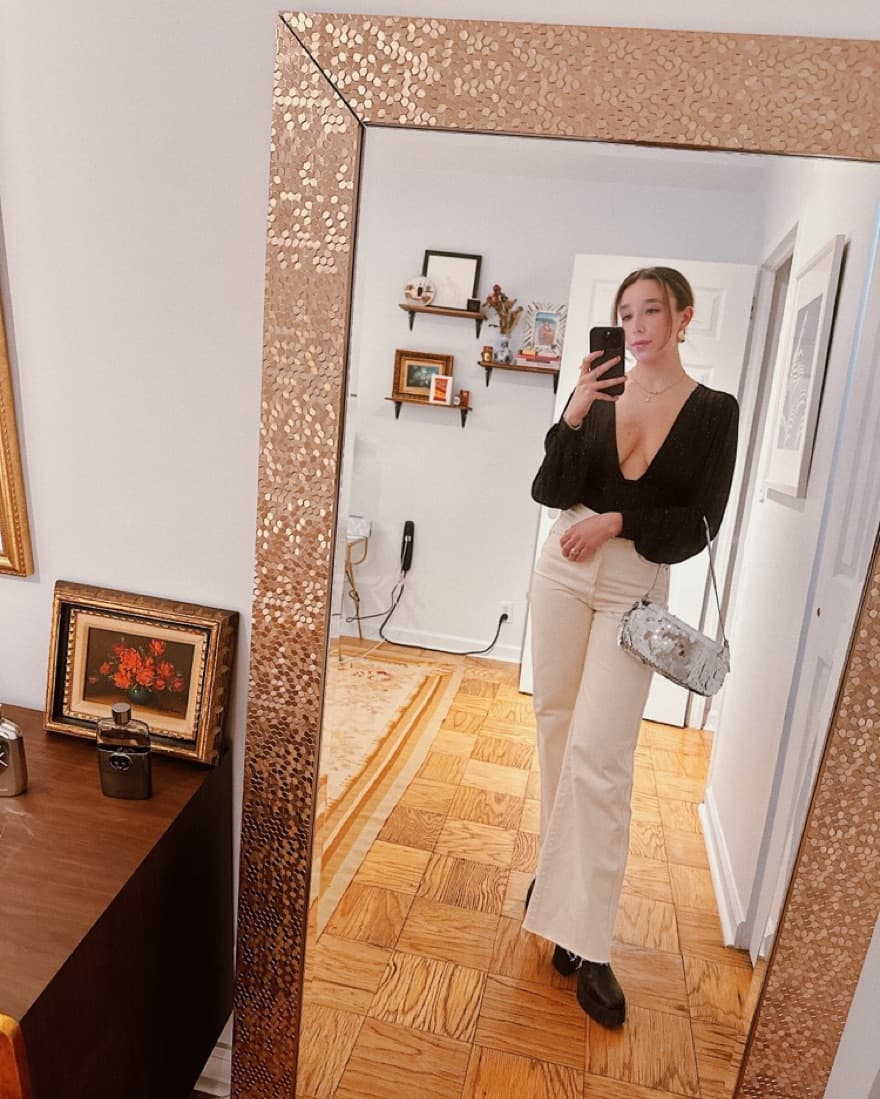 Long Sleeve V Neck Black Bodysuit  - Image 2