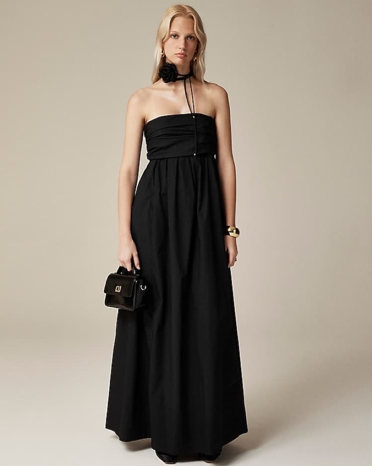 J Crew Tie-Back Black Strapless Dress - Image 2