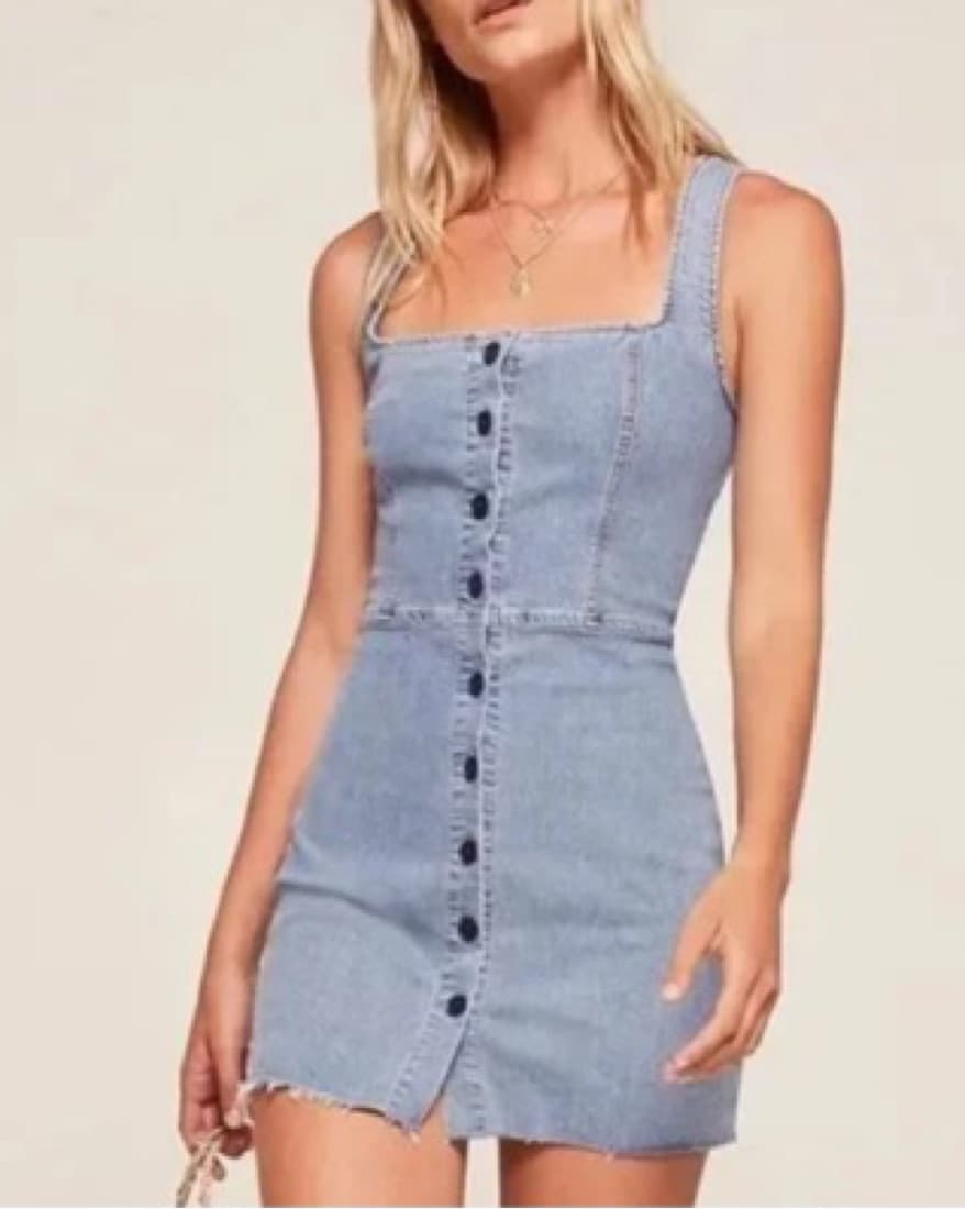Reformation Lars Denim Mini Dress - Image 1