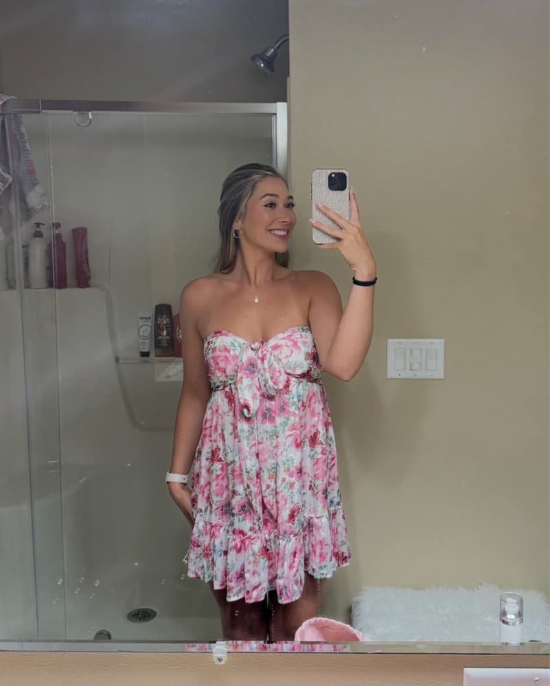 Floral Halter Ruffled Dress - Image 1