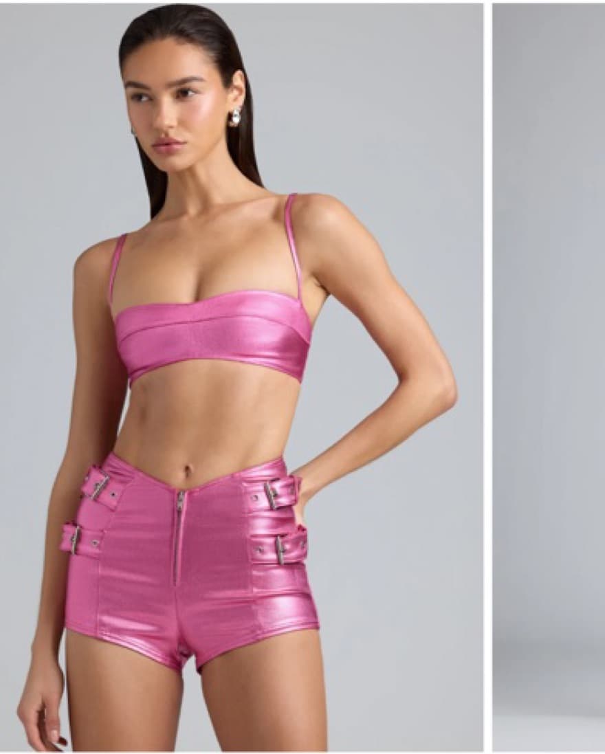 Oh Polly Leather Metallic Hot Pink Set - Image 1