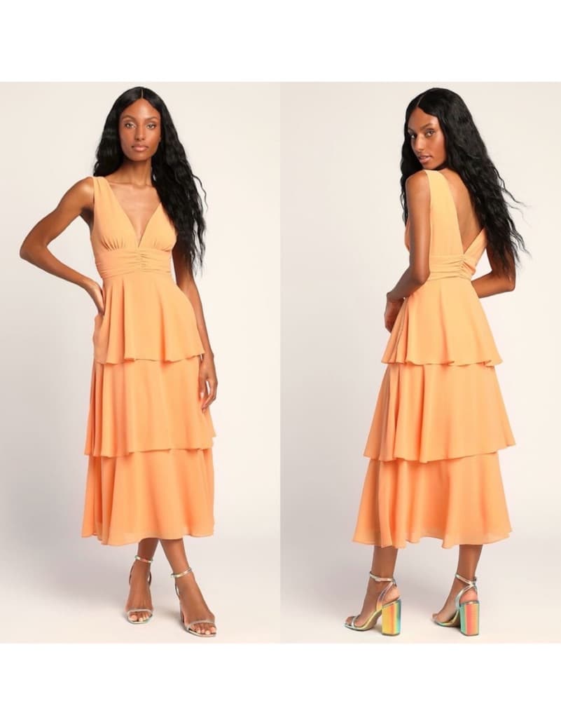 Lulus Tiered Orange Dress - Image 1