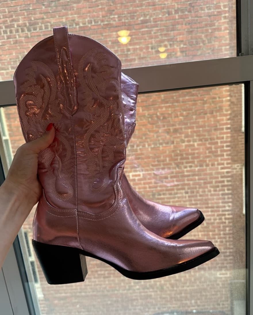 Pink Metallic Cowboy Boots  - Image 5
