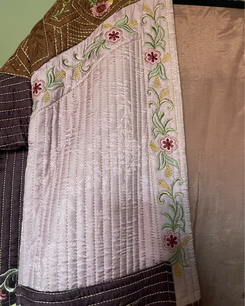Quilted Patchwork Embroidered Long Jacke - Image 2