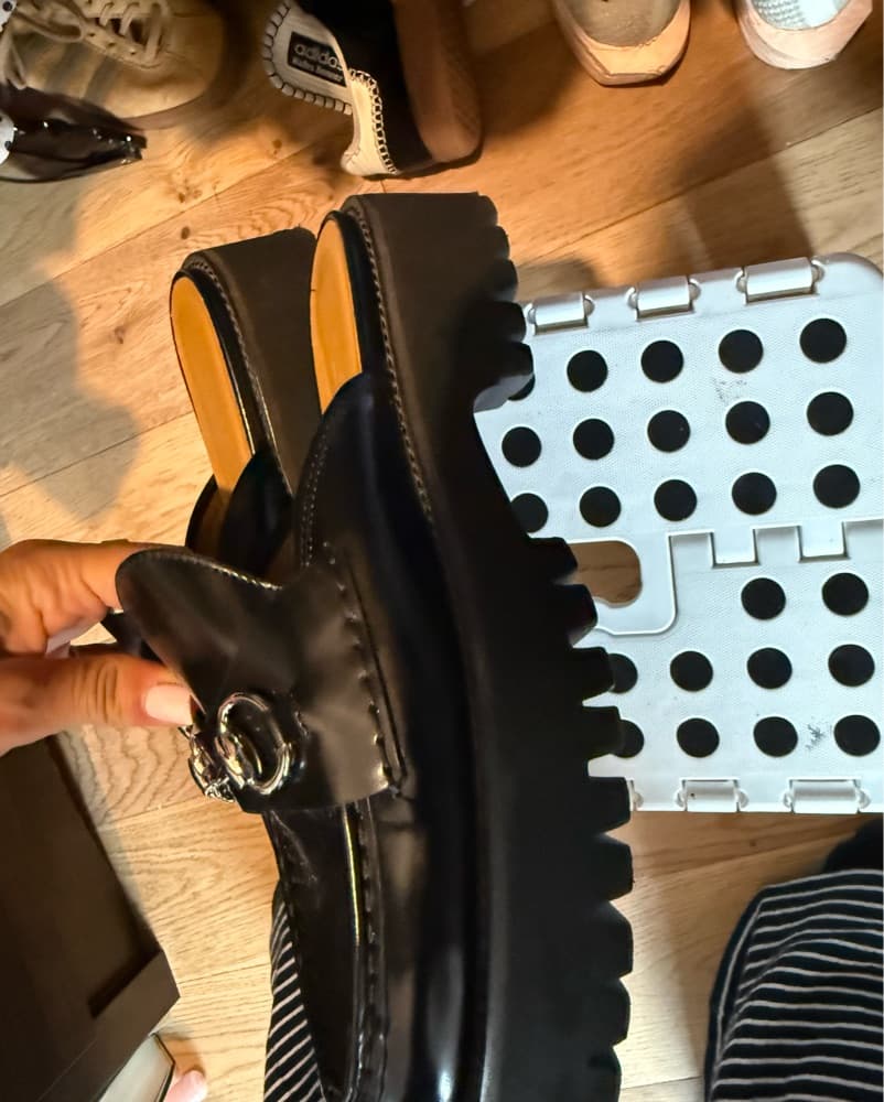 Black And silver Gucci Raised Loafera - Image 2