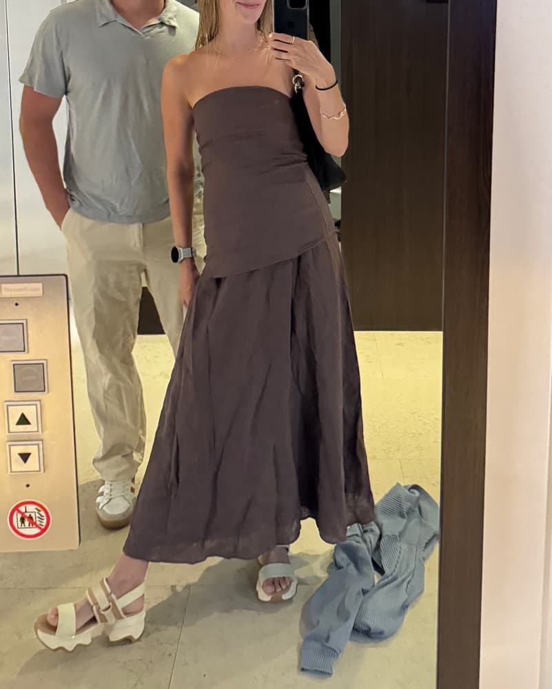 Dissh Brown Drop Waist Linen Dress - Image 4