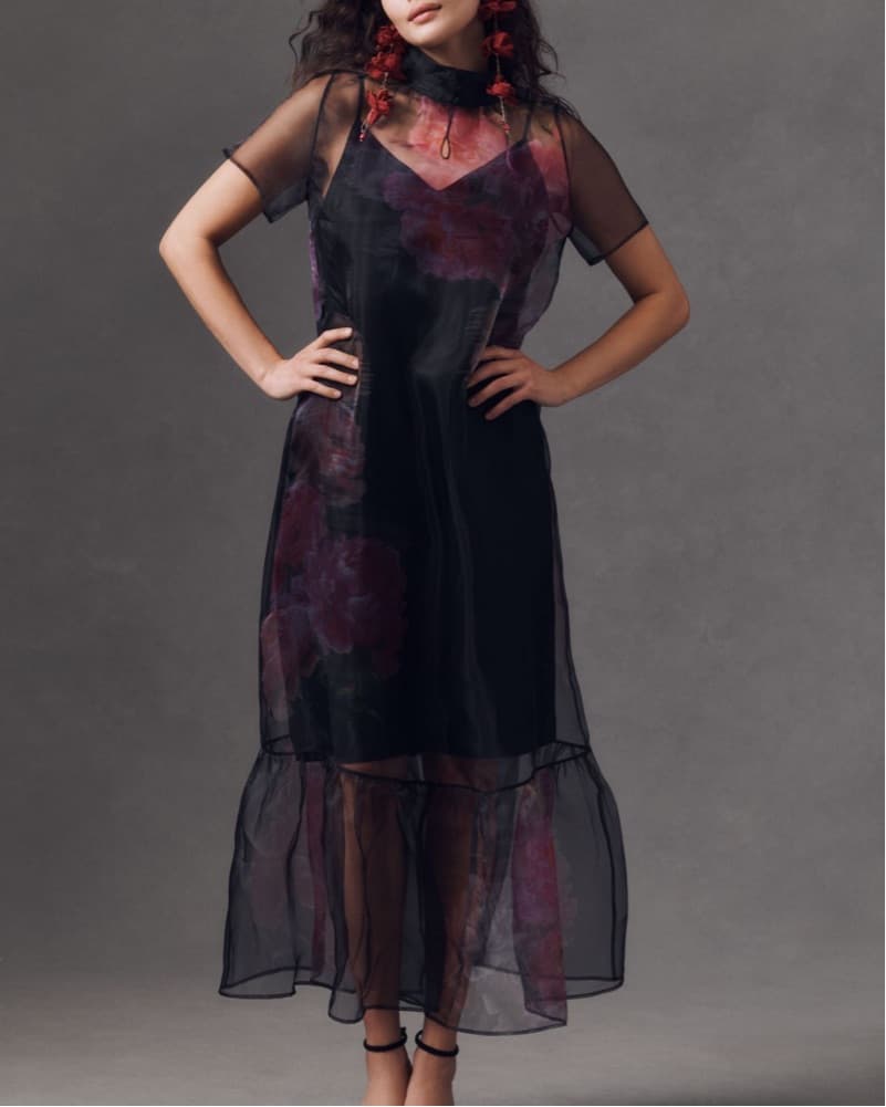 Floral Anthropologie / BHLDN Midi Dress - Image 4