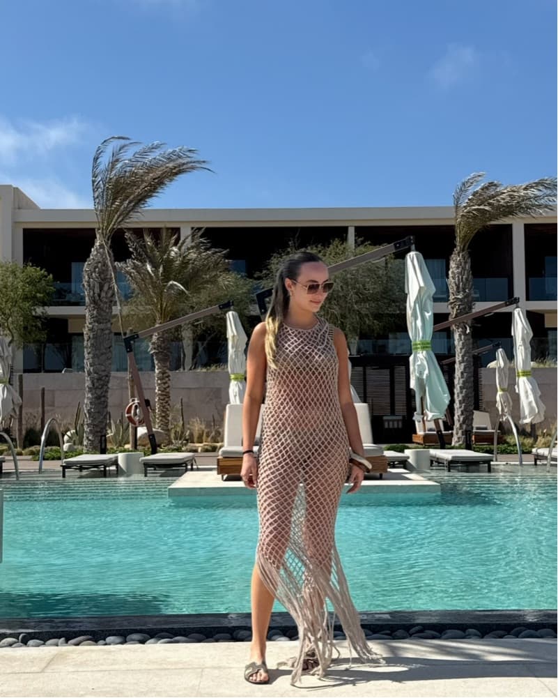 Fringed Crochet Cover Up Midi Dress - Image 1