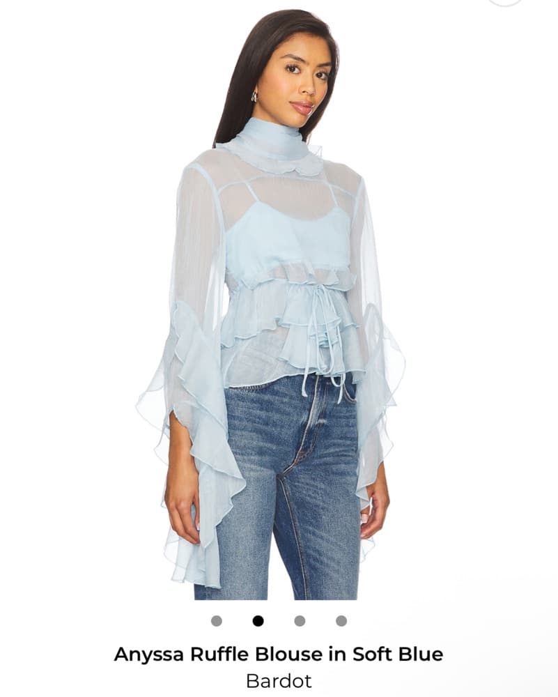 Revolve Blue Ruffle Blouse  - Image 3