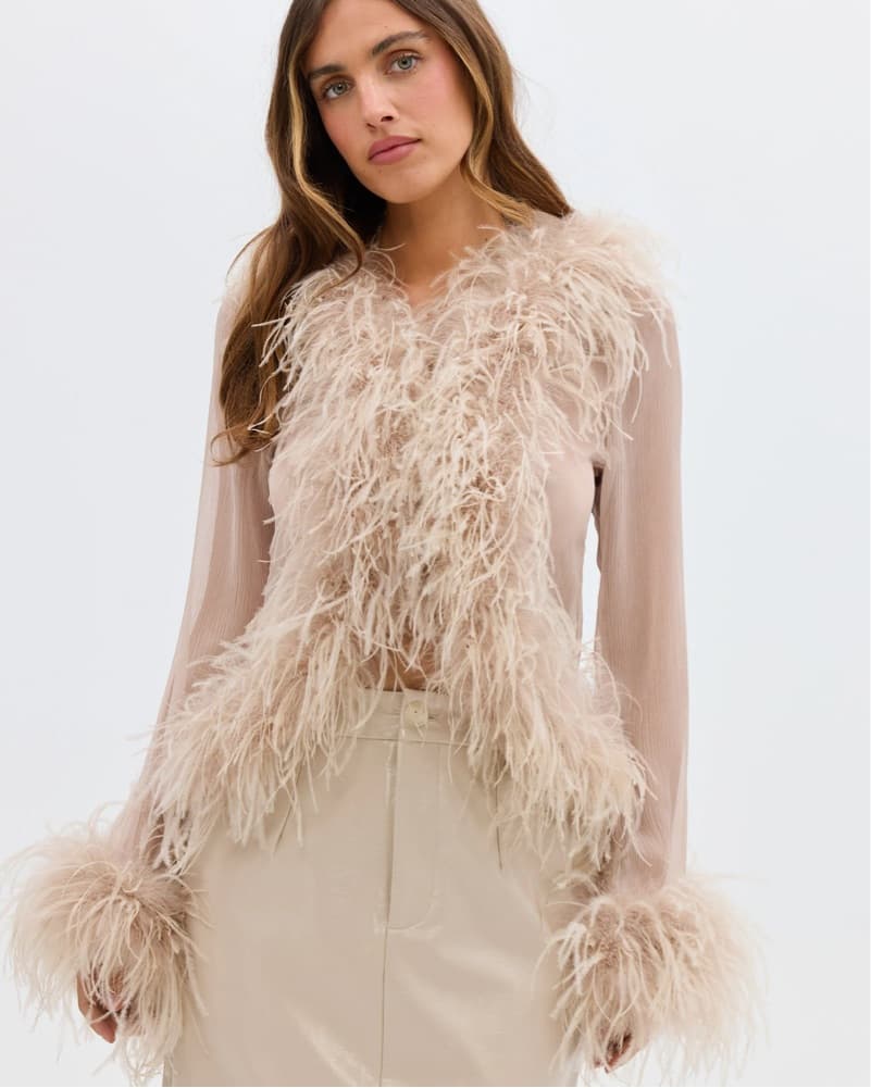 Bubish Feather Blouse - Caramel - Image 3