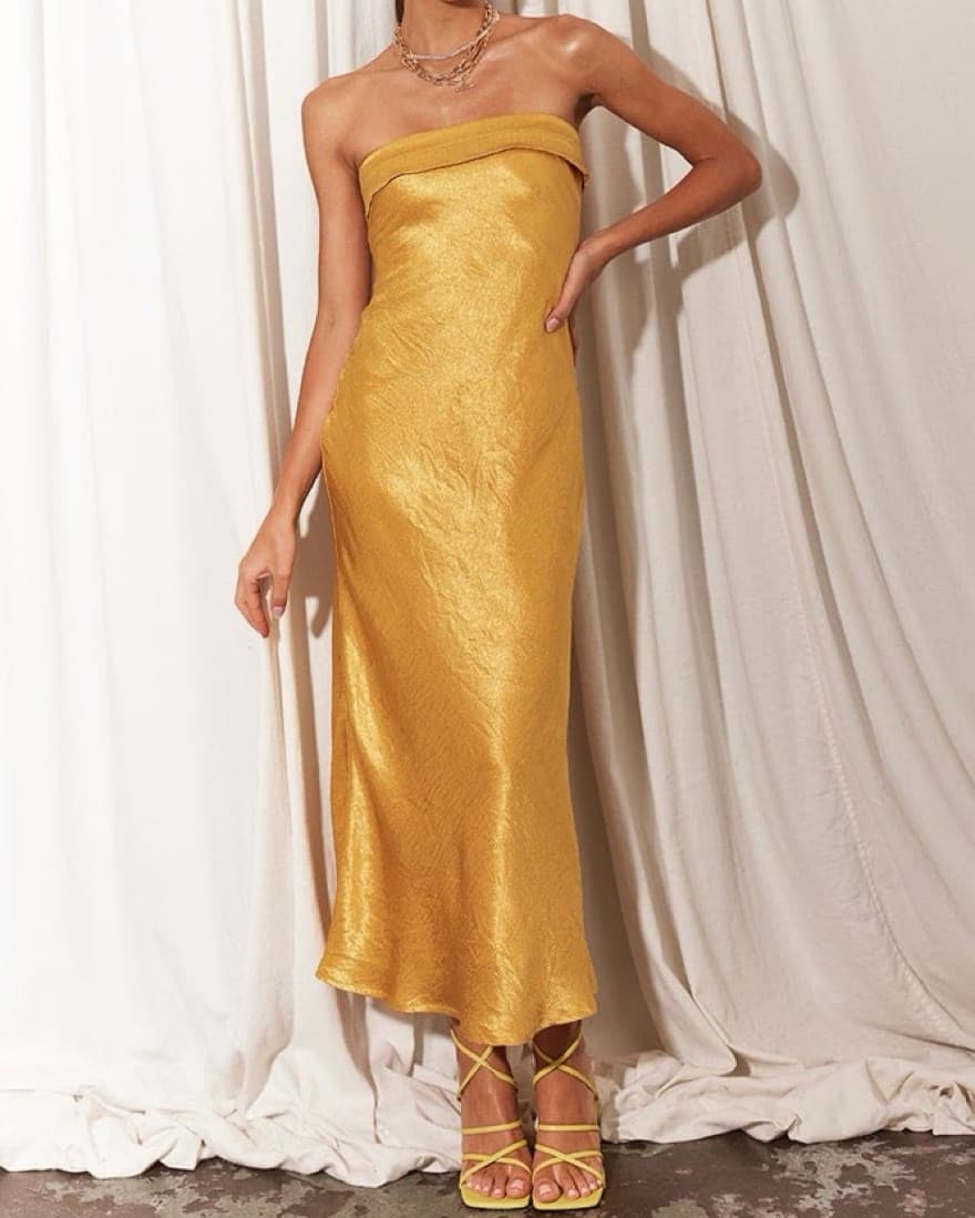 Runaway Gold Midi Dress - Image 1