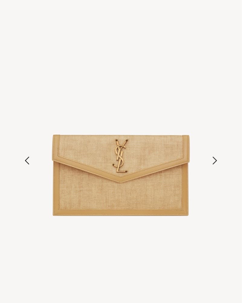 YSL Uptown Pouch In Micro Raffia - Image 1