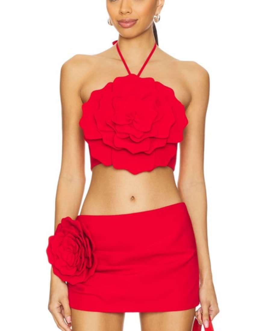 Red Crop Top and Mini Skirt/Skort - Image 4