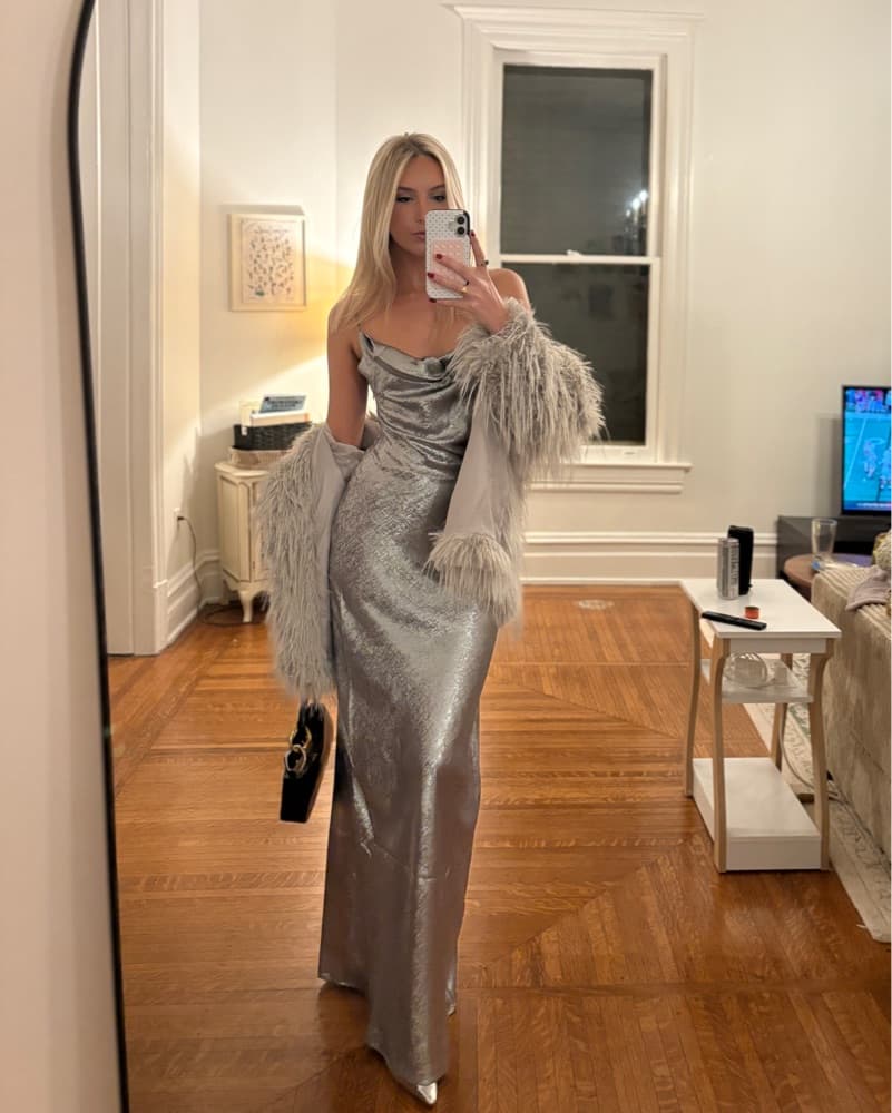 Silver Metallic Maxi Dress - Image 1
