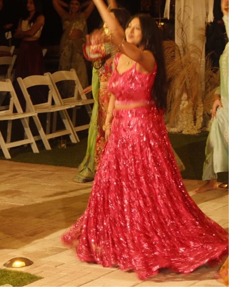 Hot Pink Magenta Sequin Lehenga - Image 2