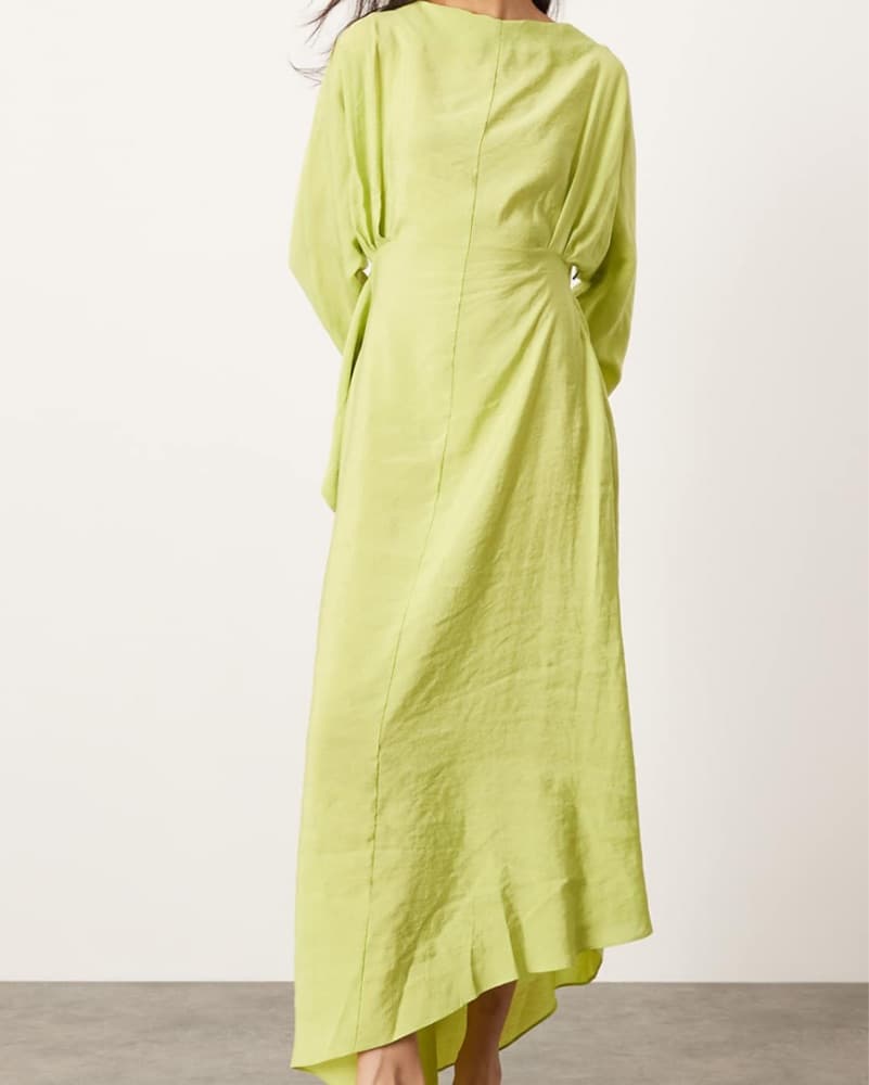 Longsleeve Open Back Maxi Dress Lime  - Image 3