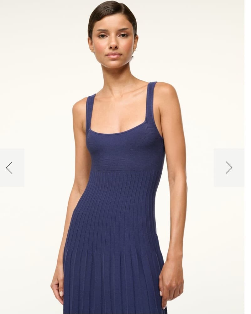 Staud Ellison Dress Navy Ribbed Midi - Image 3