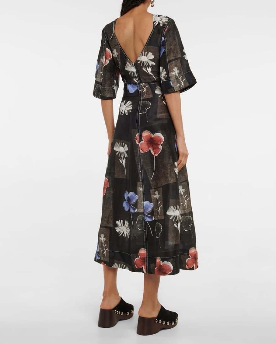 Ganni Floral Linen And Silk Maxi Dress - Image 3