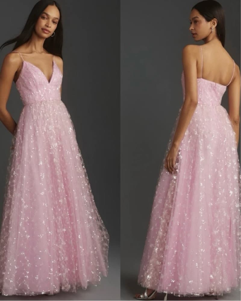 Monique Lhuillier Layla Pink Sequin Gown - Image 1