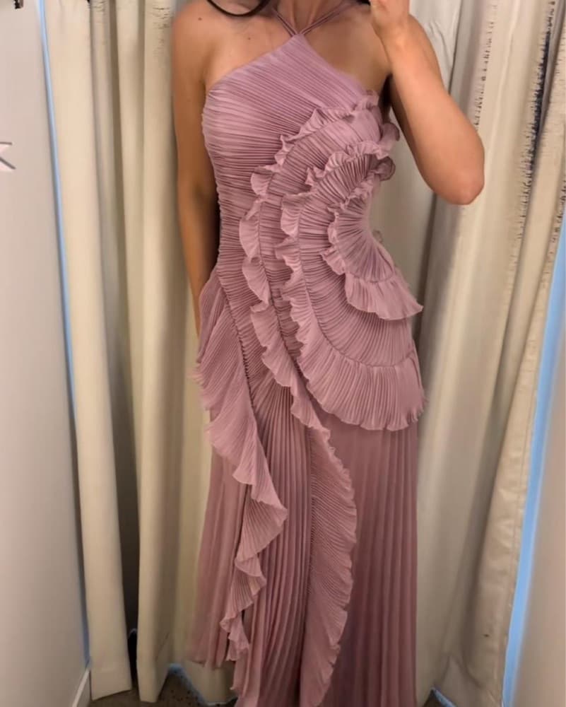 Celestine Lilac Ruffle Halter Gown - Image 4