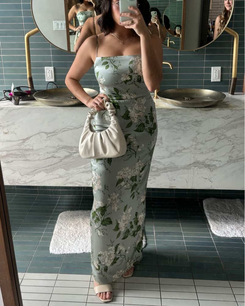 Reformation Frankie Silk Dress In Green - Image 4