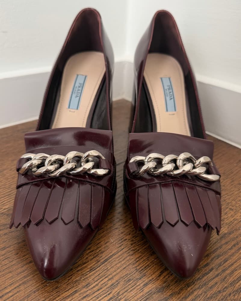 Prada Burgundy Heels - Image 3