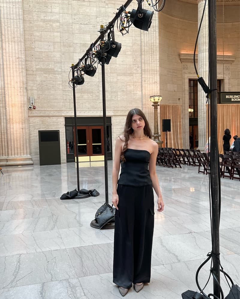 Striking Black Jumpsuit with Statement Silhouette - Image 2