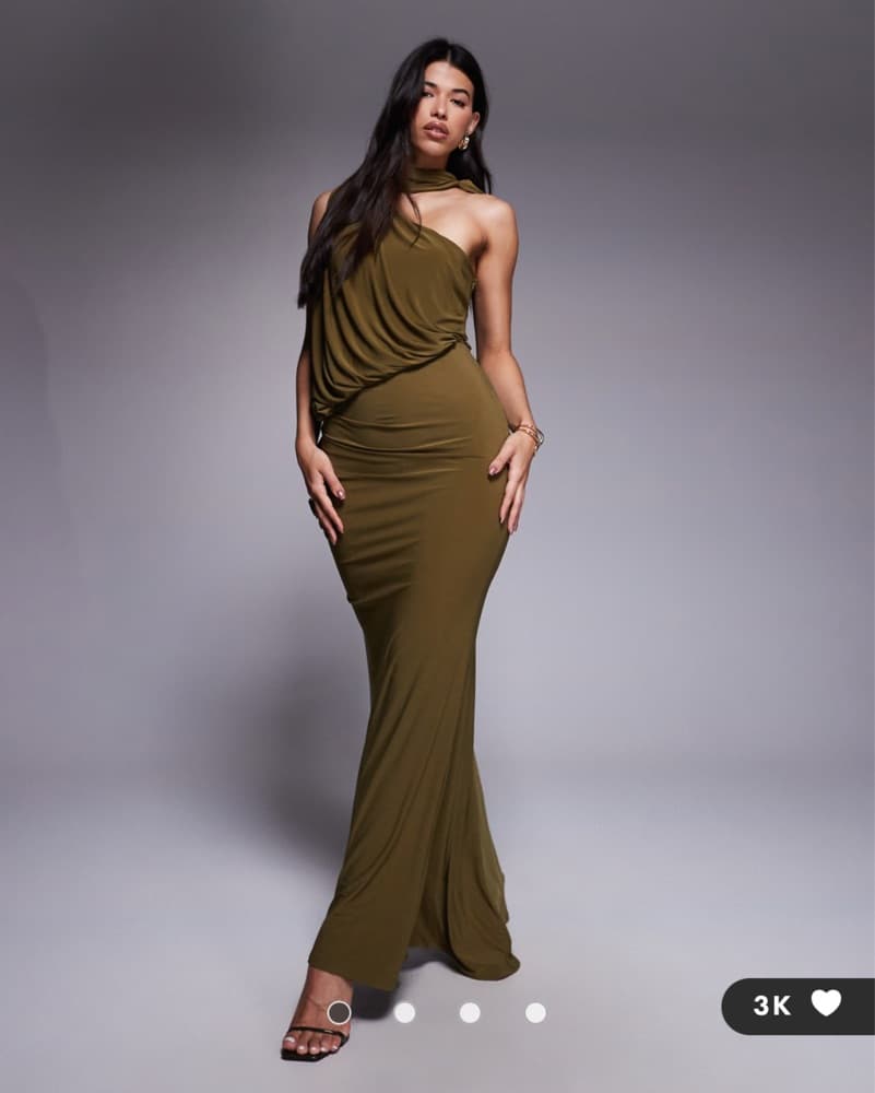 One shoulder drape maxi Dress - Image 1