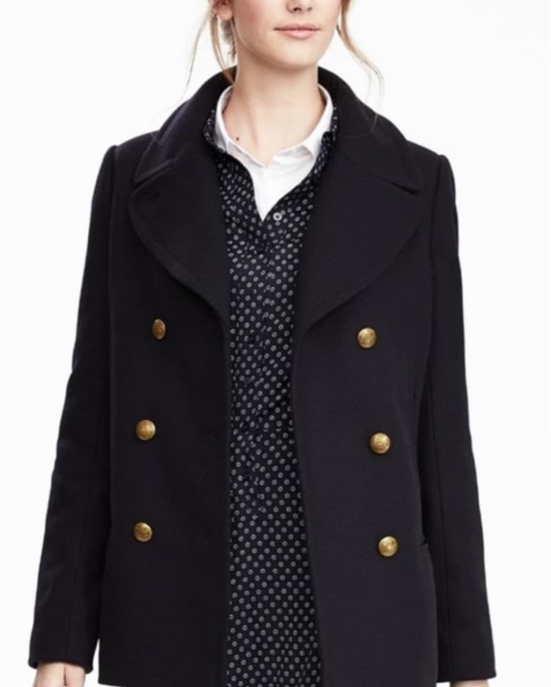 Navy Wool Blend Coat - Image 1