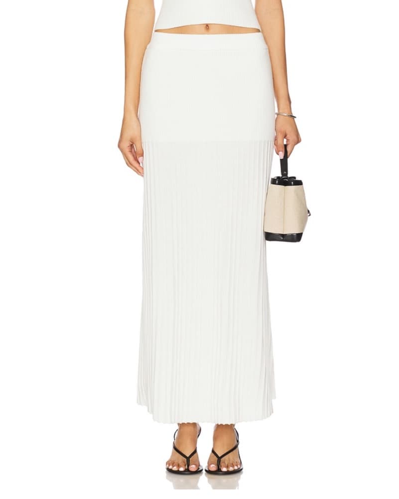 Knit White Maxi Skirt Cream Ivory Revolv - Image 1