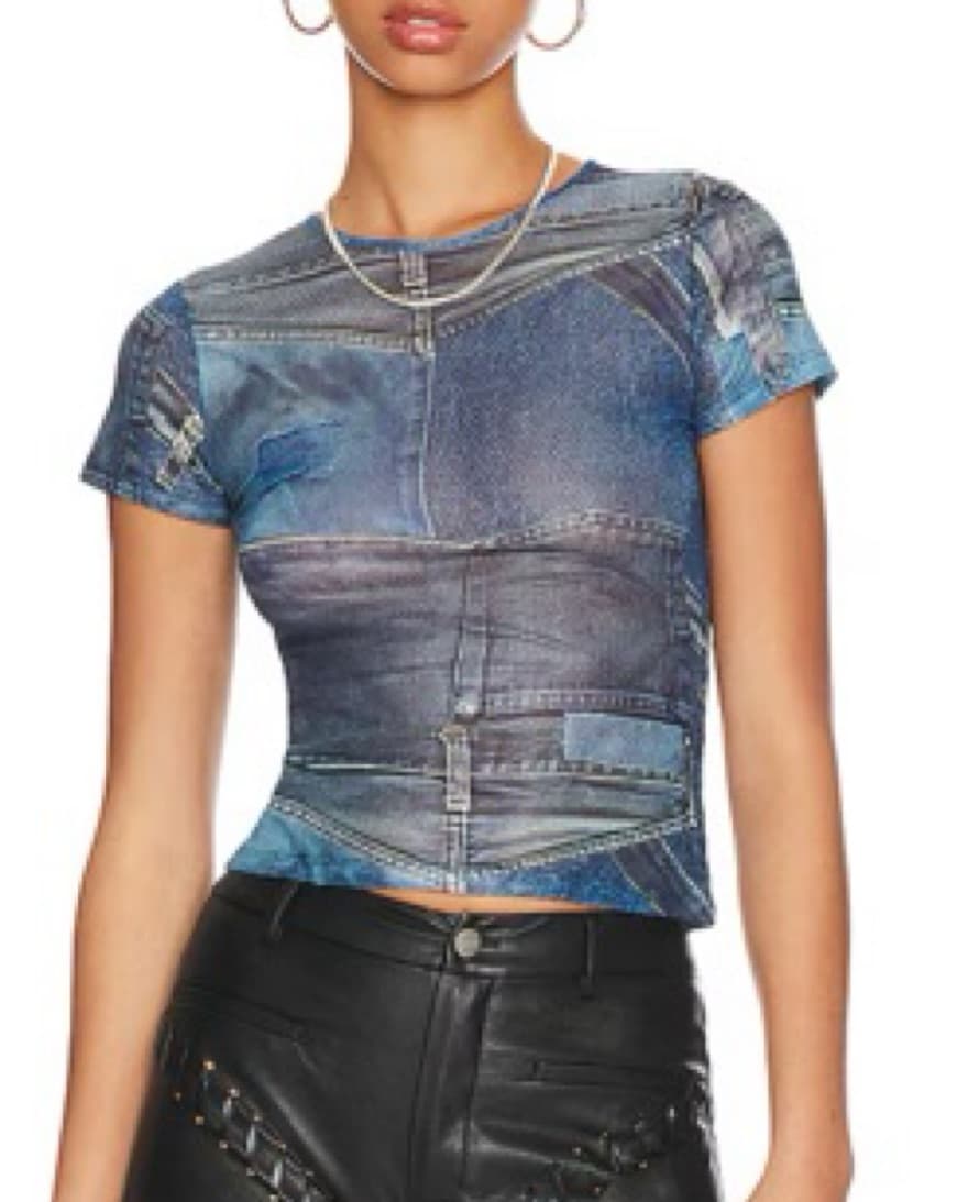 Miaou Mini Tee Denim Print  - Image 1