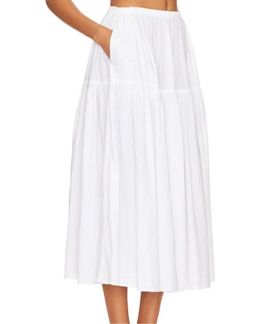 Enza Costa Tiered Maxi Skirt in White - Image 4